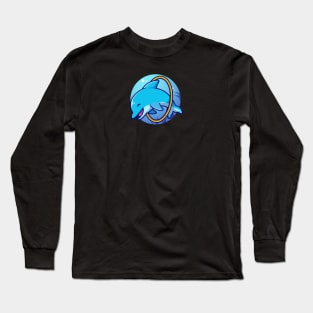 Cute Dolphin Attractions In The Sea Cartoon Long Sleeve T-Shirt